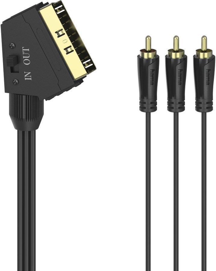 Видео кабел Scart male към RCA male Hama Видео кабел Scart male към RCA male Hama - 1.5 m -
