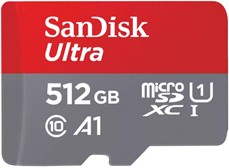 Micro SDXC карта памет 512 GB SanDisk Micro SDXC карта памет 512 GB SanDisk - Class 10, U1, A1 със SD адаптер от серията Ultra -