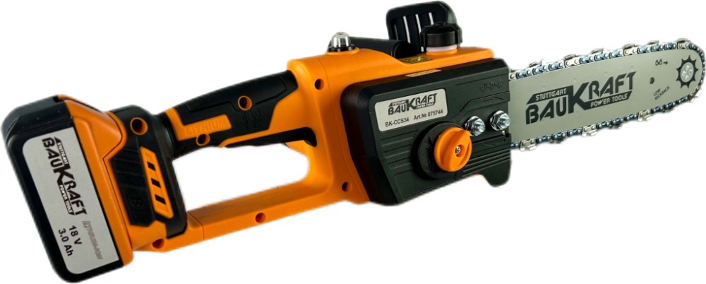 Акумулаторен верижен трион 18V Baukraft BK-CCS34 Акумулаторен верижен трион 18V Baukraft BK-CCS34 - С батерия, зарядно и куфар -