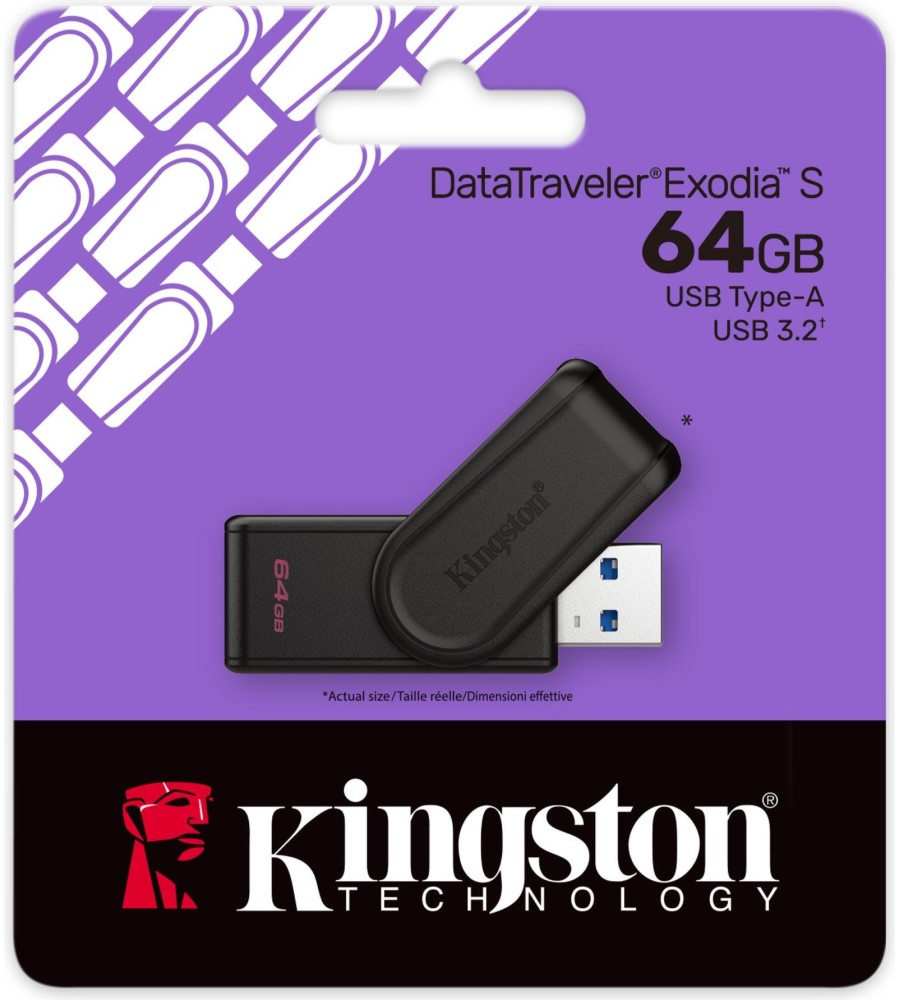 USB-A 3.2 Gen 1 ���� ����� 64 GB Kingston DataTraveler Exodia S - 
