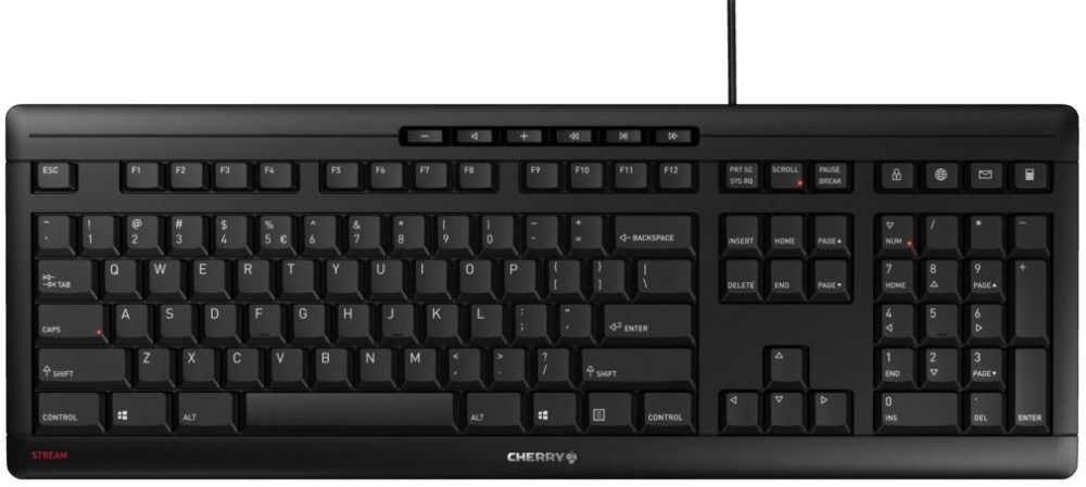Клавиатура Cherry STREAM Клавиатура Cherry STREAM - Full Size, USB кабел, ANSI Layout -