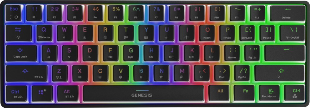 Безжична механична гейминг клавиатура Genesis Thor 660 G2 Безжична механична гейминг клавиатура Genesis Thor 660 G2 - 60%, Bluetooth, ANSI Layout, RGB, Gateron Red -