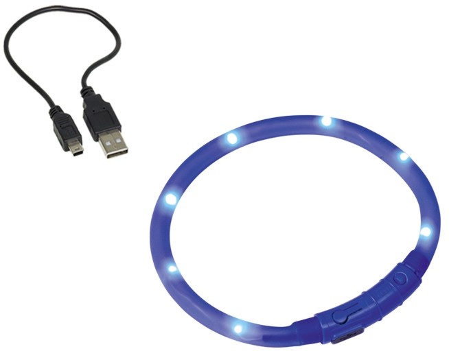 Светещ LED нашийник за кучета Nobby Visible Светещ LED нашийник за кучета Nobby Visible - 40 и 70 cm, с USB кабел - продукт