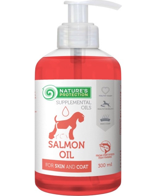 Масло от сьомга за кучета и котки NATURE'S PROTECTION Масло от сьомга за кучета и котки NATURE'S PROTECTION - 300 ml - продукт