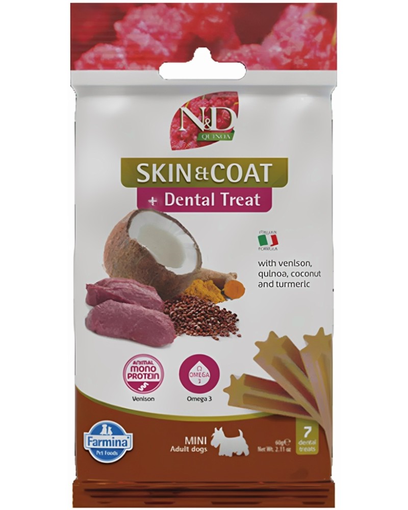           N&D Adult Mini Skin & Coat Dental Treat - 60 g,  , ,   ,   Quinoa,   ,  4  - 