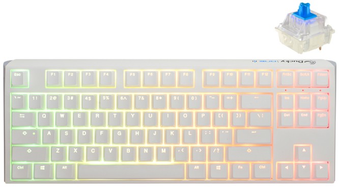    Ducky One 3 TKL Pure White - TKL,  USB  1.8 m, ANSI Layout, Hot-Swap, Cherry MX Blue RGB - 