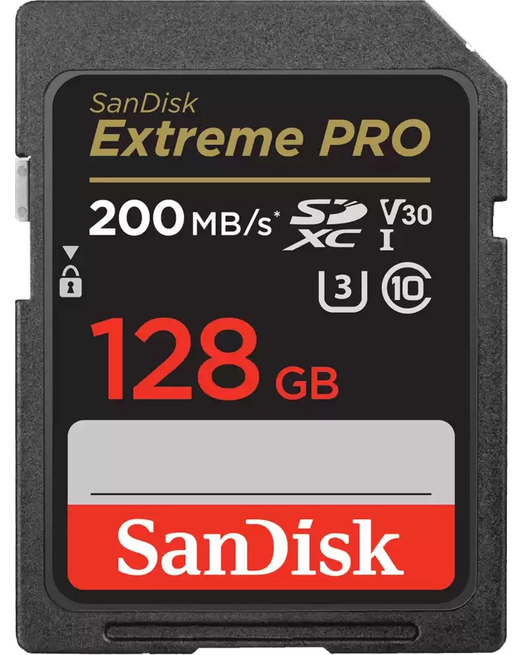 SDHC карта памет 128 GB SanDisk - Class 10, U3, V30 от серията Extreme Pro - 