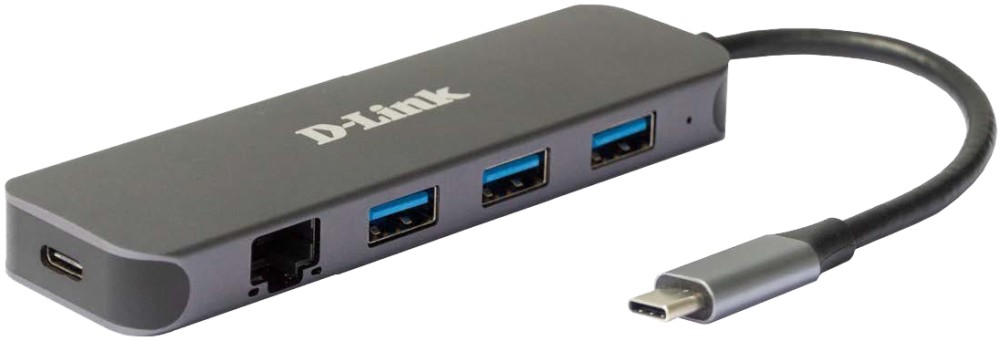 USB-C  D-Link DUB-2334 - 5  (1x Ethernet, 1x USB-C, 3x USB-A 3.0) - 