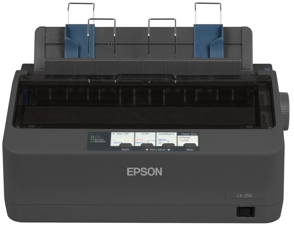Матричен принтер Epson LX-350 Матричен принтер Epson LX-350 - Печат до 5 слоя, 390 знаци/сек, 240 x 144 dpi, USB -