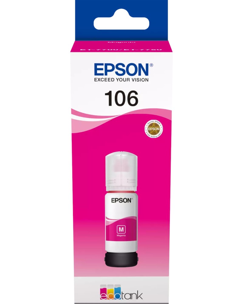 Мастило за принтер Epson 106 EcoTank Magenta Мастило за принтер Epson 106 EcoTank Magenta - 5000 страници -