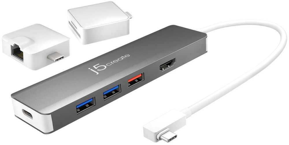 Модулна докинг станция USB-C j5create Модулна докинг станция USB-C j5create - 9 порта и 2 модула -