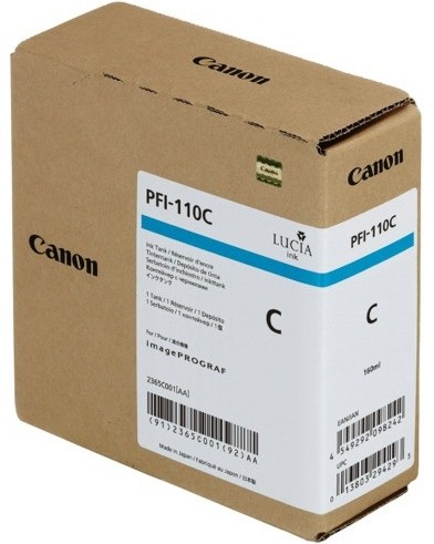 Касета с мастило за принтер Canon PFI-110 Cyan Касета с мастило за принтер Canon PFI-110 Cyan - 160 ml -