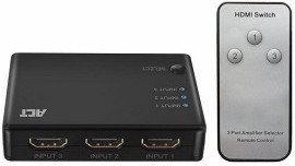 HDMI суич ACT AC7845 HDMI суич ACT AC7845 - 3 порта, с дистанционно, 4K, 60 Hz -