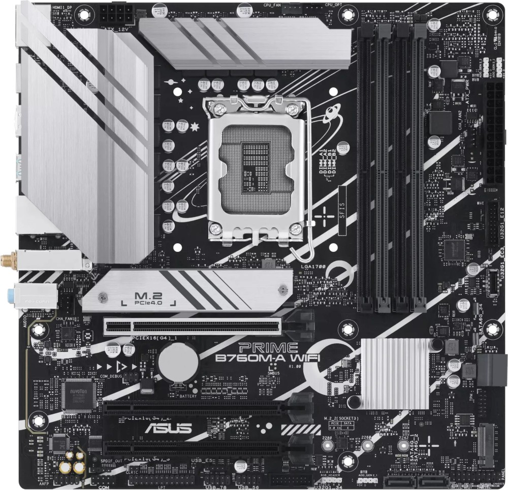 ����� ������ ASUS Prime B760M-A WIFI - LGA 1700, Intel B760, DDR4, Micro ATX - 