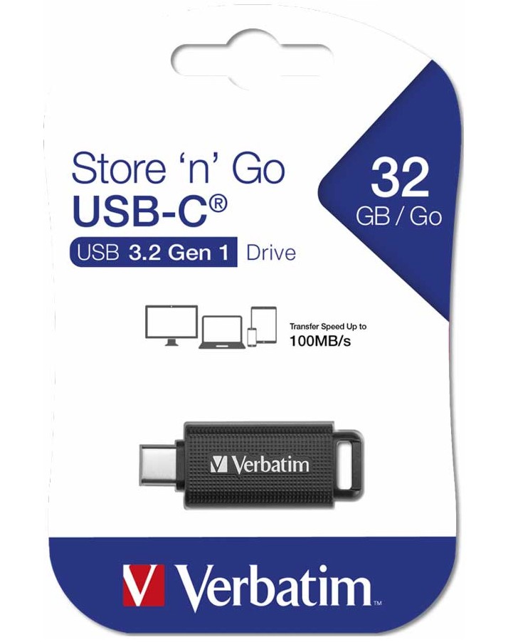 USB-C 3.2 Gen 1 флаш памет Verbatim Store 'n' Go USB-C 3.2 Gen 1 флаш памет Verbatim Store 'n' Go - 32, 64 или 128 GB -