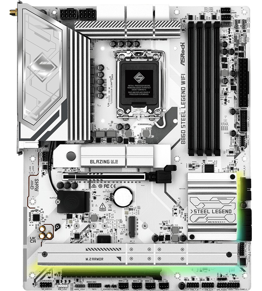 Дънна платка ASRock B860 Steel Legend WIFI 6E Дънна платка ASRock B860 Steel Legend WIFI 6E - LGA 1851, Intel B860, DDR5, ATX -