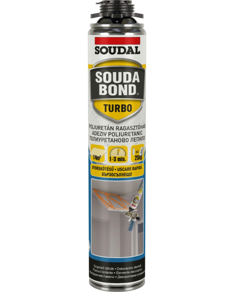 Полиуретаново лепило за топлоизолация Soudal Soudabond Turbo Полиуретаново лепило за топлоизолация Soudal Soudabond Turbo - 750 ml -