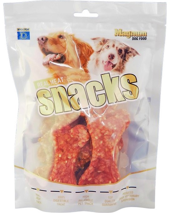 Лакомства за кучета Magnum Real Meat Snacks Лакомства за кучета Magnum Real Meat Snacks - 250 g, с ориз и агнешко - храна