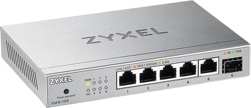 Суич ZyXEL XMG-105 Суич ZyXEL XMG-105 - 5 x 2.5 GBASE-T, 1 x 1G/10G SFP+ -