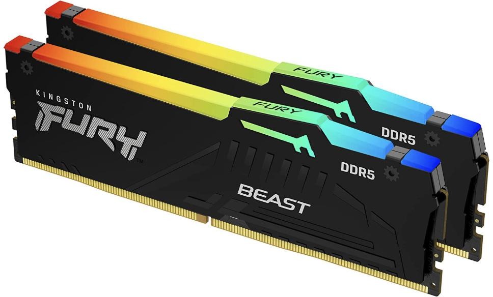 RAM памет Kingston FURY Beast RGB KF556C40BBAK2-64 RAM памет Kingston FURY Beast RGB KF556C40BBAK2-64 - 64 GB (2 x 32 GB), DDR5, 5600 MHz, CL40, Dual Channel -
