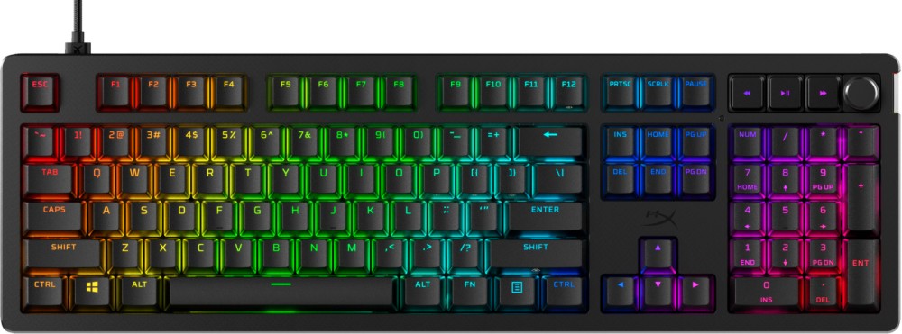 Механична гейминг клавиатура HyperX Alloy Rise Механична гейминг клавиатура HyperX Alloy Rise - 100%, с USB-C кабел, ANSI Layout, RGB подсветка, HyperX Linear Red -