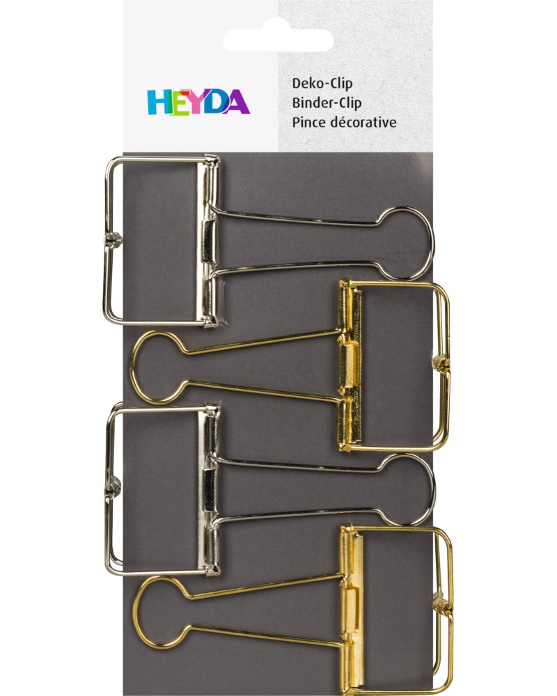 Цветни метални щипки Heyda Цветни метални щипки Heyda - 4 броя -