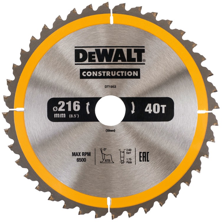     DeWalt - ∅ 216 / 30 / 2.6 mm  40    Construction - 