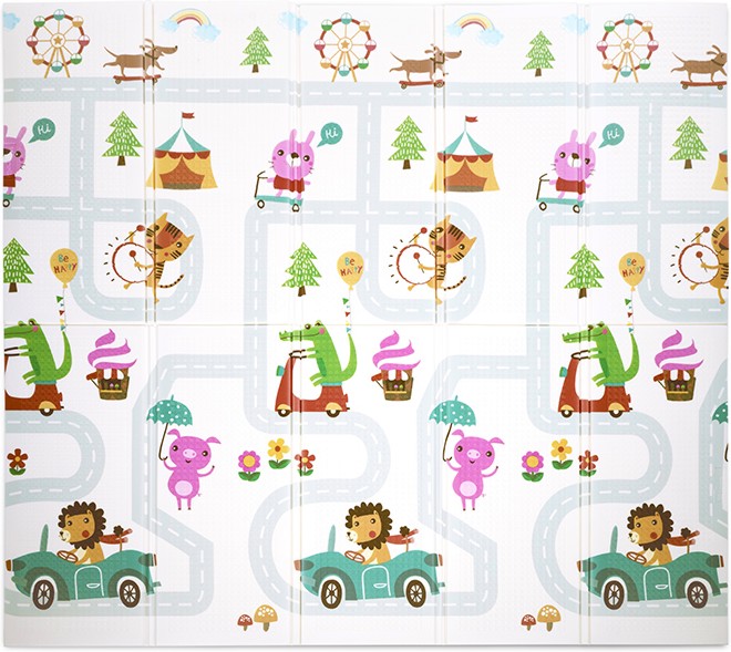 Двулицево сгъваемо килимче за игра Lorelli Wild Animals Avenue Двулицево сгъваемо килимче за игра Lorelli Wild Animals Avenue - 200 / 180 / 1 cm, с чанта за съхранение - продукт