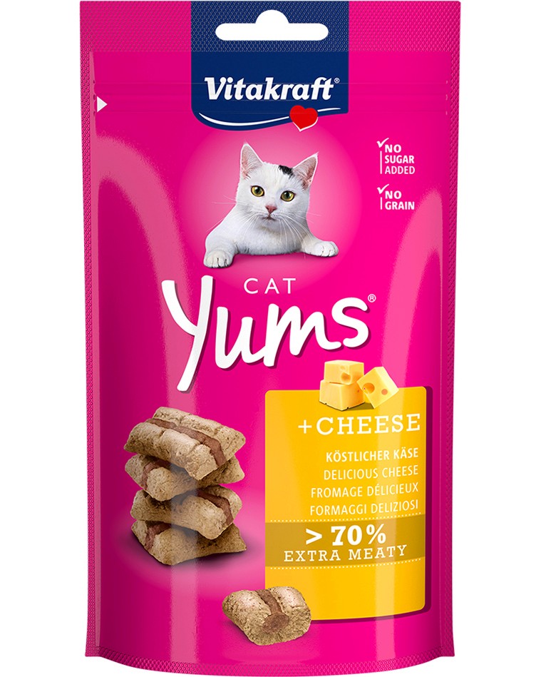 Лакомства за котки Vitakraft Cat Yums Лакомства за котки Vitakraft Cat Yums - 40 g, със сирене - храна