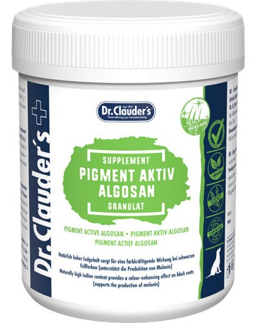 Хранителна добавка за пигментация на козината за кучета Dr.Clauder's Pigment Aktiv Algosan Granulat Хранителна добавка за пигментация на козината за кучета Dr.Clauder's Pigment Aktiv Algosan Granulat - 400 g, с водорасли - продукт