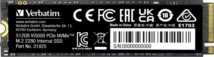 SSD памет Verbatim Vi5000 PCIe 4.0 x4 NVMe SSD памет Verbatim Vi5000 PCIe 4.0 x4 NVMe - 512 GB, четене 5000 MB/s, запис 2500 MB/s -