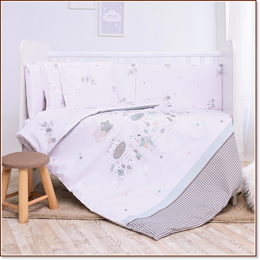 Бебешки спален комплект 6 части Lorelli Sunny Бебешки спален комплект 6 части Lorelli Sunny - За легла 60 x 120 cm, от колекцията Жирафче - продукт