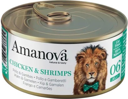Консерва за котки Amanova Консерва за котки Amanova - 70 g, с пилешко и скариди в желе, в зряла възраст - храна