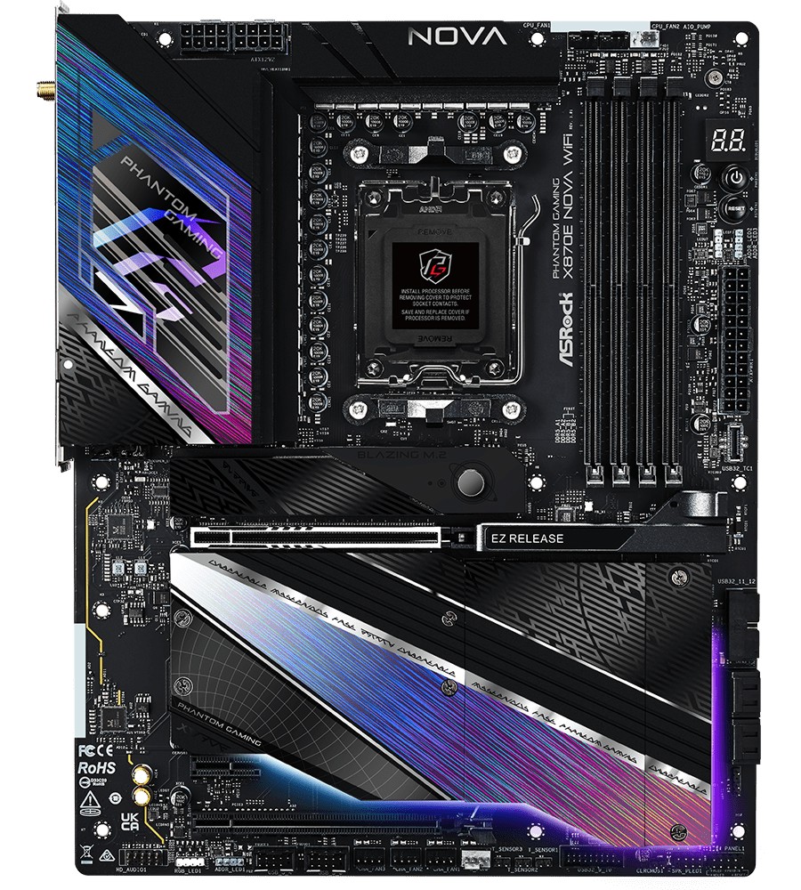 Дънна платка ASRock X870E PG NOVA WIFI Дънна платка ASRock X870E PG NOVA WIFI - AMD AM5, AMD X870E, DDR5, ATX -