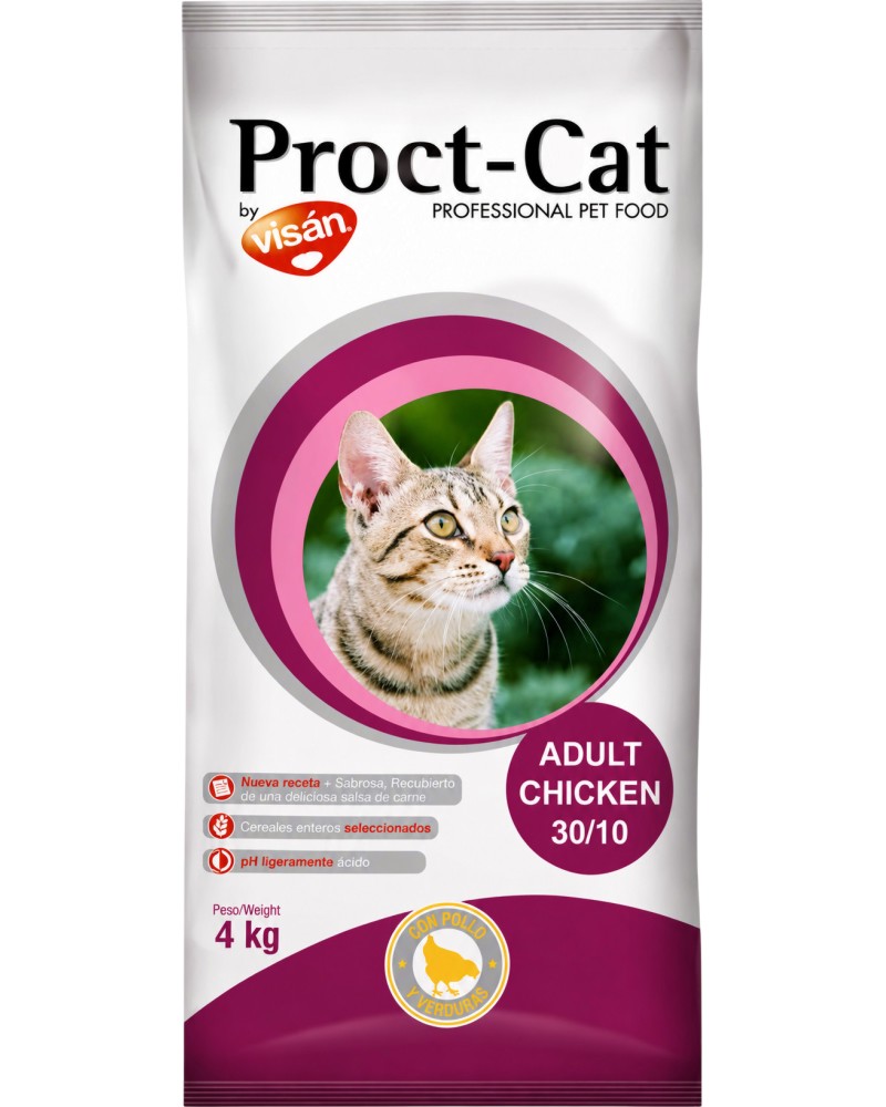 Суха храна за котки Proct-Cat Adult Суха храна за котки Proct-Cat Adult - 4 и 20 kg, с пилешко и зеленчуци, в зряла възраст - храна