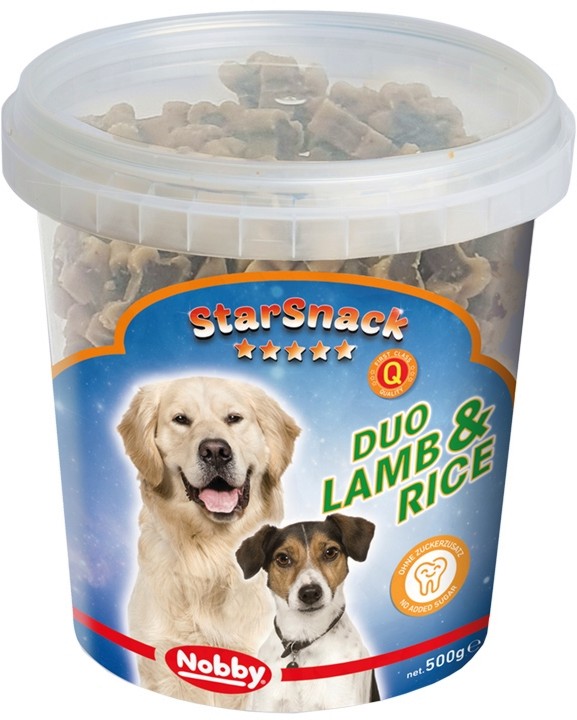 Лакомства за кучета Nobby Duo Lamb & Rice Лакомства за кучета Nobby Duo Lamb & Rice - 0.2 ÷ 1.8 kg, с агнешко и ориз, от серията StarSnack - храна