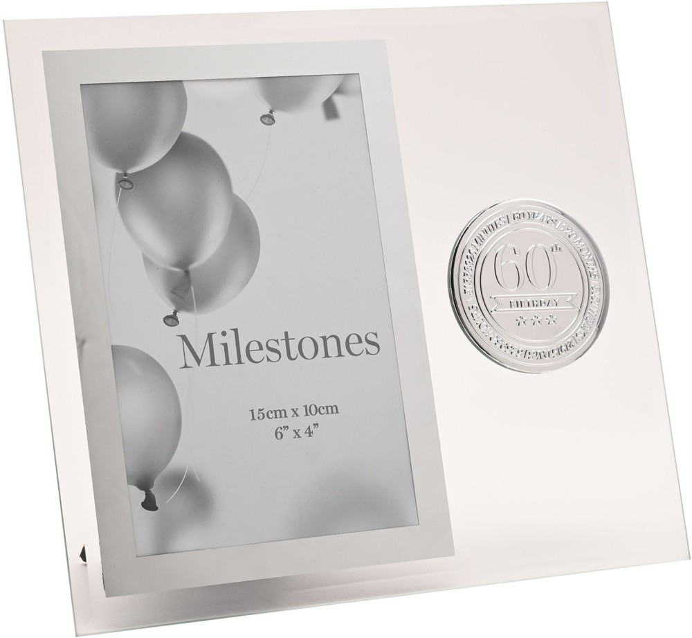 Стъклена рамка за снимка за 60-ти рожден ден Widdop Bingham Milestones Стъклена рамка за снимка за 60-ти рожден ден Widdop Bingham Milestones - 10 x 15 cm, от колекцията Celebrations -
