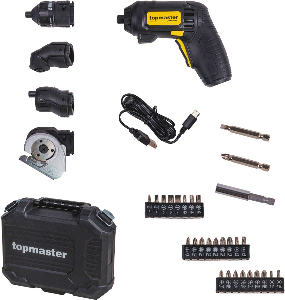 Акумулаторна отвертка 4 в 1 Topmaster Compact Акумулаторна отвертка 4 в 1 Topmaster Compact - С вградена батерия, куфар и аксесоари -