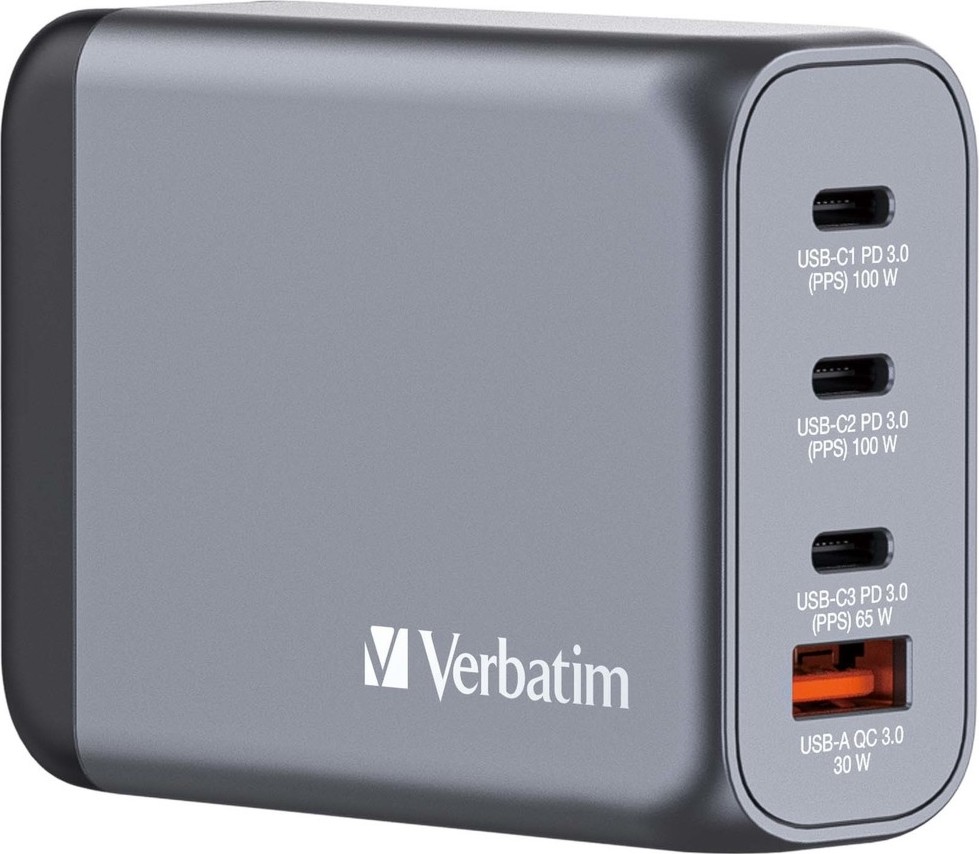  o Verbatim GNC-100 GaN - 100 W, USB-A female, 3 x USB-C female - 
