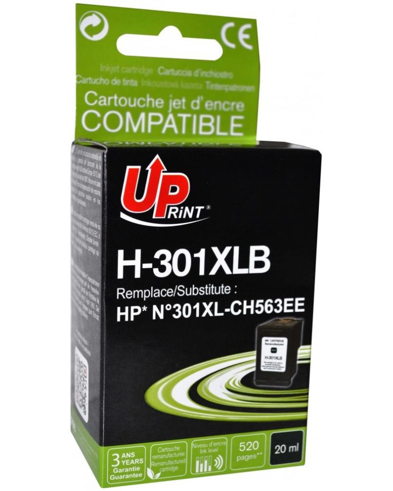 Касета с мастило за принтер UPrint H-301XLB Black Касета с мастило за принтер UPrint H-301XLB Black - 520 страници -
