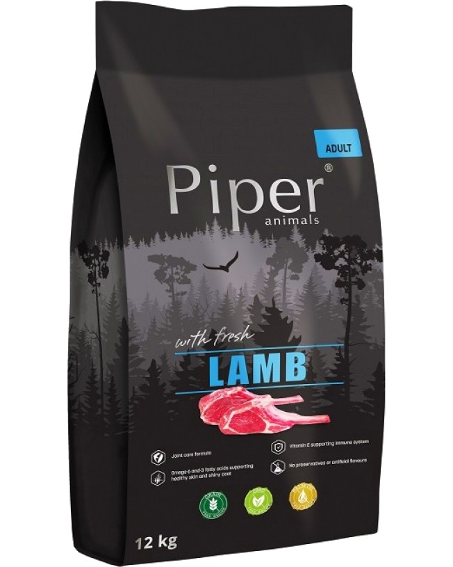 Суха храна за кучета Piper Adult Суха храна за кучета Piper Adult - 12 kg, с агнешко, в зряла възраст - храна