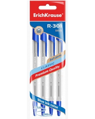 Химикалки Erich Krause Stick Classic 1 mm Химикалки Erich Krause Stick Classic 1 mm - 4 броя от серията R-301 -