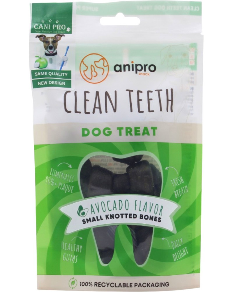 Дентални лакомства за кучета anipro Cani Pro Дентални лакомства за кучета anipro Cani Pro - 84 g, с авокадо, от серията Clean Teeth, за всички породи, над 6 месеца - храна