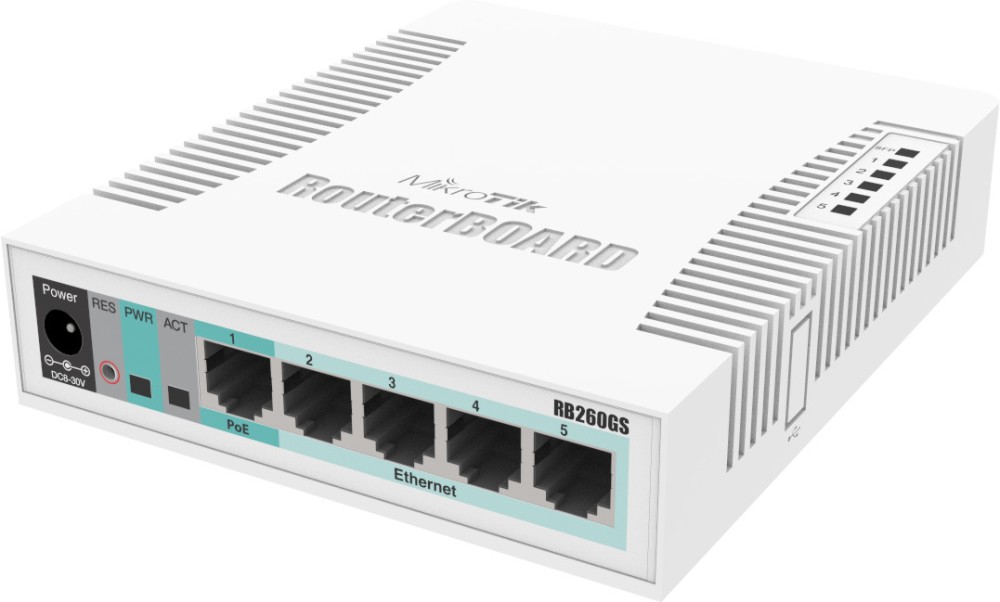 Рутер MikroTik RB260GS Рутер MikroTik RB260GS - До 300 Mbps -