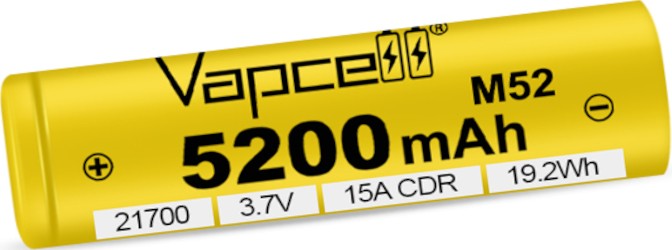  3.7 V M52 21700 -  Li-Ion (21700) 5200 mAh - 