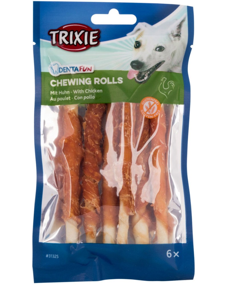 Лакомства за кучета Trixie Chicken Chewing Rolls Лакомства за кучета Trixie Chicken Chewing Rolls - 70 g, с пилешко, от серията Denta Fun - храна