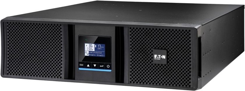 Непрекъсваемо токозахранващо устройство UPS Eaton 9SX 5000i RT3U G2 Непрекъсваемо токозахранващо устройство UPS Eaton 9SX 5000i RT3U G2 - 5000 VA, 5000 W, 15 x 12 V / 5 Ah, 8 x IEC C13, 3 x IEC C19, USB, RS232 -