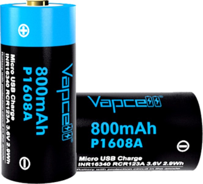    Micro USB 3.6 V P1608A -  Li-Ion (16340) 800 mAh - 