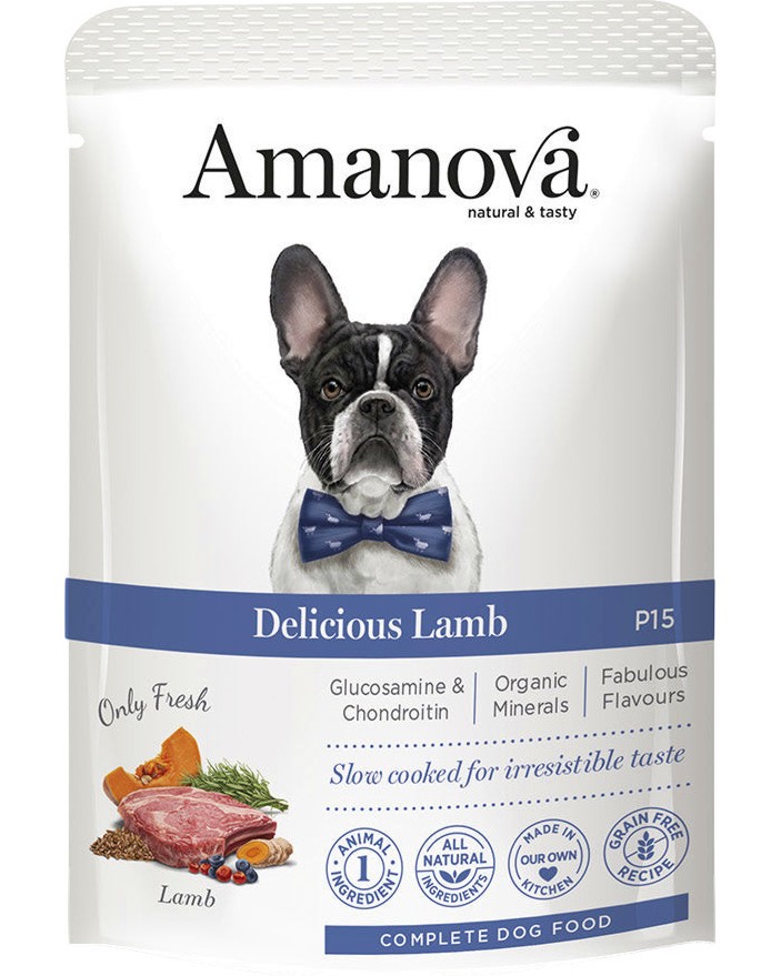 Пауч за кучета Amanova Adult Пауч за кучета Amanova Adult - 300 g, с агнешко, за всички породи, в зряла възраст - храна