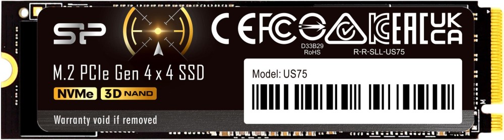 SSD памет Silicon Power US75 PCIe 4.0 x4 NVMe SSD памет Silicon Power US75 PCIe 4.0 x4 NVMe - 1 TB, четене 7000 MB/s, запис 6000 MB/s, 3D NAND -